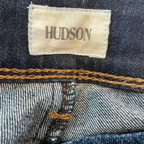 Hudson dark wash mid rise Collin skinny Jean flap back pockets size 28 - Picture 7 of 9